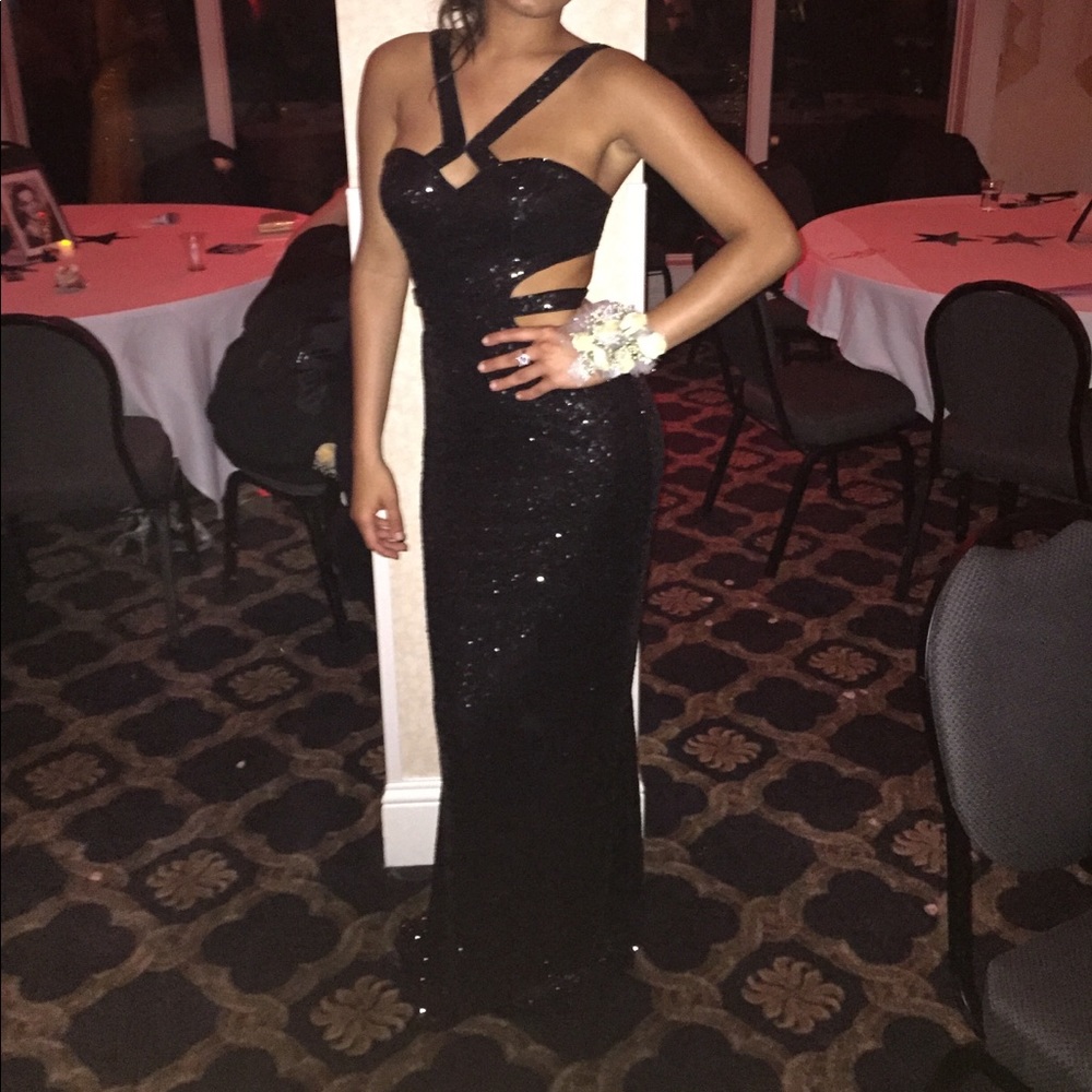 Black sequin prom dress FAVIANA